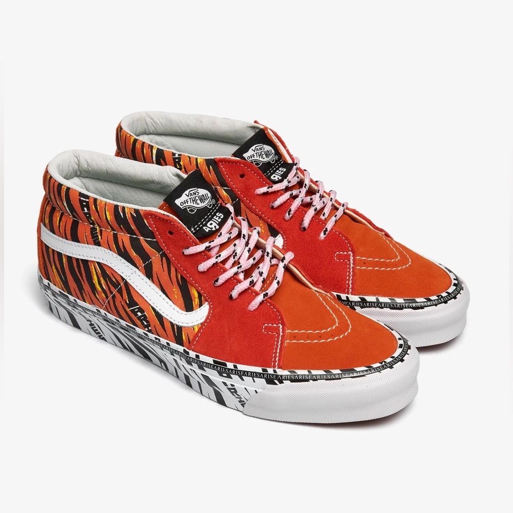 Vans Vault X Aries OG Sk8-Mid Lx - Tiger Bright Mens Sneakers Unisex Sz 5.5/ W 7